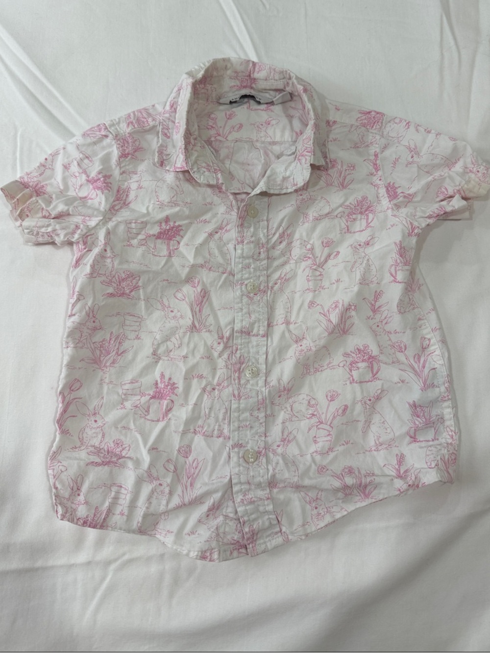 Janie and Jack button down pink rabbit shirt toddler